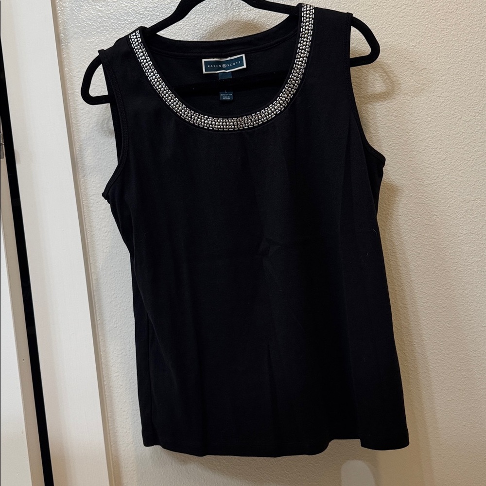 Karen Scott Black Sleeveless Top size Large